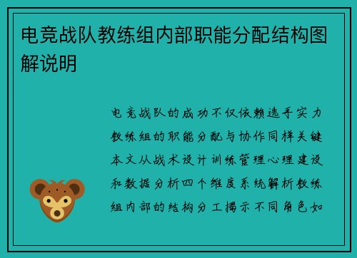 电竞战队教练组内部职能分配结构图解说明